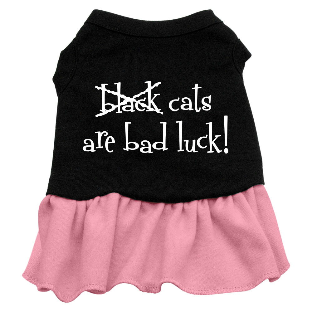 Black Cats are Bad Luck Screen Print Dress Black with Pink XXXL